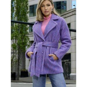 Boston Proper Women's Multi Color Tie Waist Coat Lined Size Small Pastels NWOT